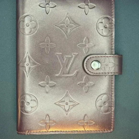 $119 Authentic Louis Vuitton Monogram Mat Agenda PM Notebook Cover Maroon FIRM - Picture 15 of 16